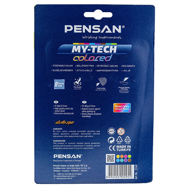 خودکار رنگی 8 عددی 4 رنگ اصلی کد 2240 پنسان (1)