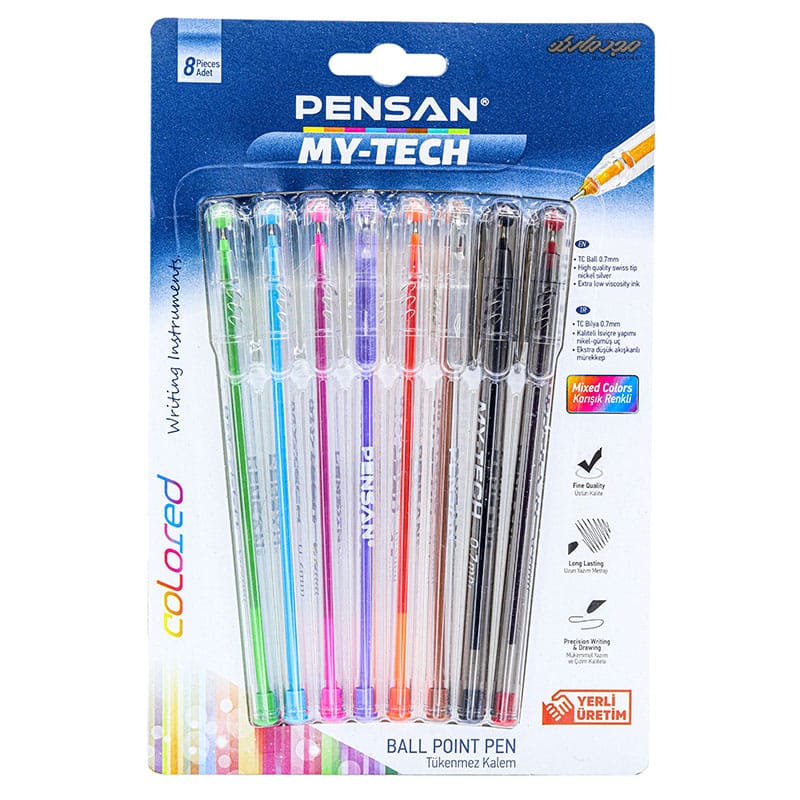 خودکار رنگی 8 عددی 2 رنگ اصلی کد 2240 پنسان