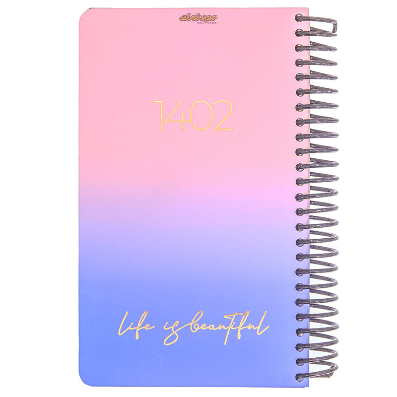 سالنامه 1402 اروپایی طرح دو رنگ صورتی آبی دات نوت