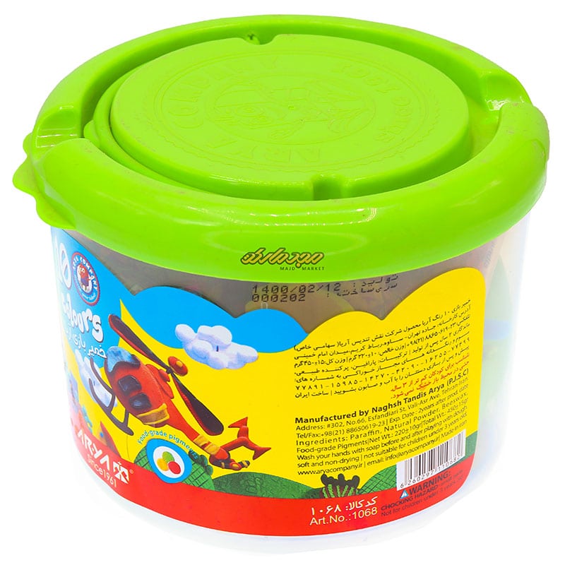 خمیر بازی 10 رنگ سطلی سبز آریا (3)
