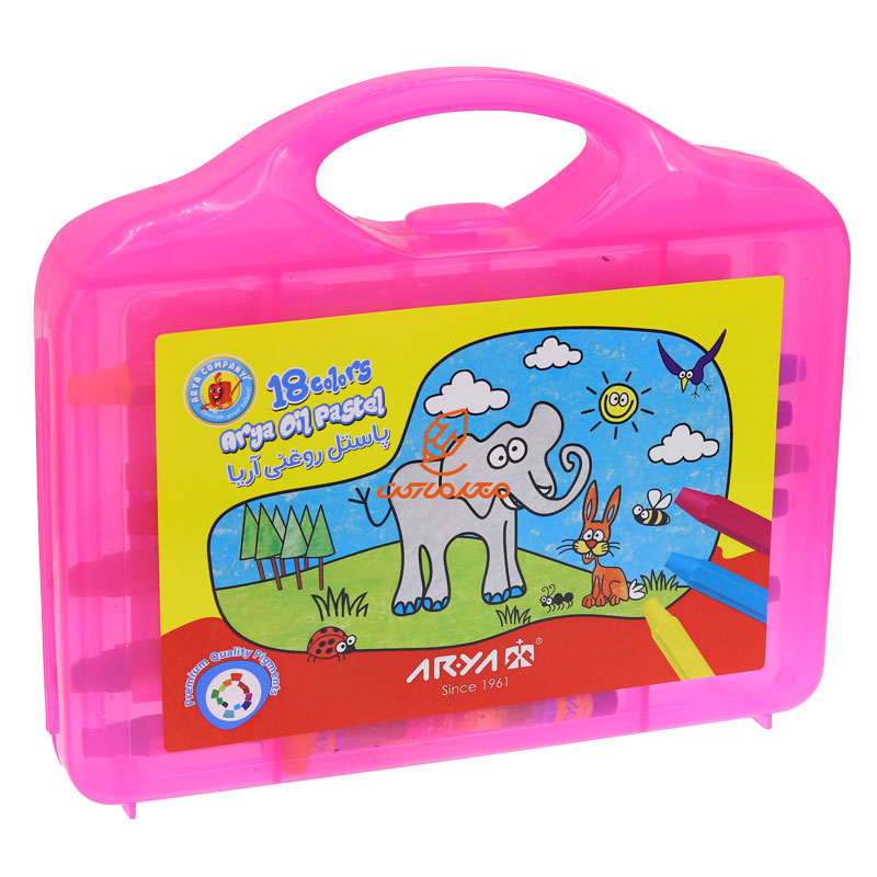 پاستل روغنی 18 رنگ طلقی صورتی آریا (2)