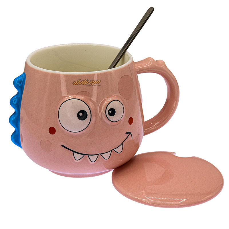 ماگ فانتزی صورتی طرح دایناسور برجسته (4)