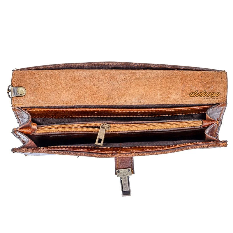 کیف چرم مدیران دسته رنگی قهوه ای FENDI (2)