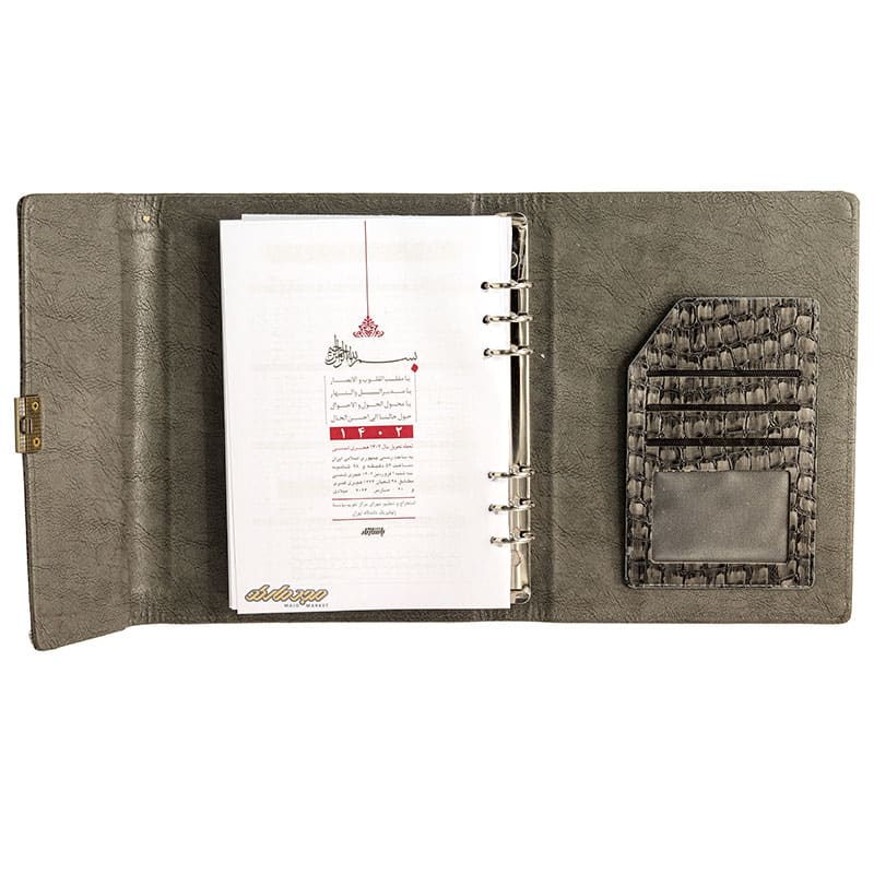 سالنامه (سررسید) 1402 کلاسوری رمزدار الیگیتور طوسی کد 248 پاسارگاد (5)