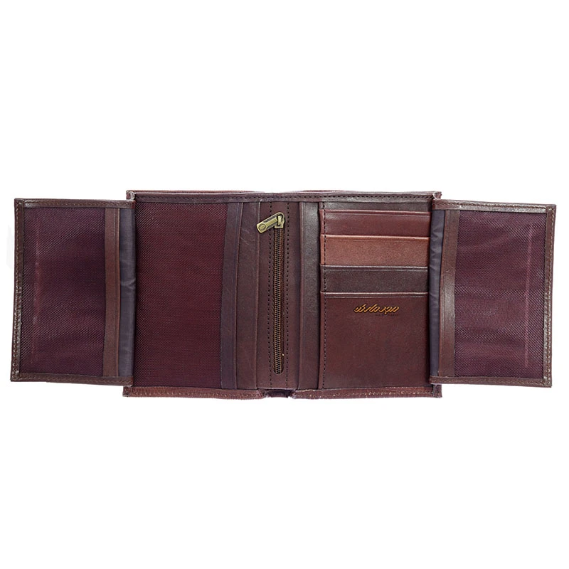 کیف پول کوچک کتابی چرم قهوه ای MONT (4)