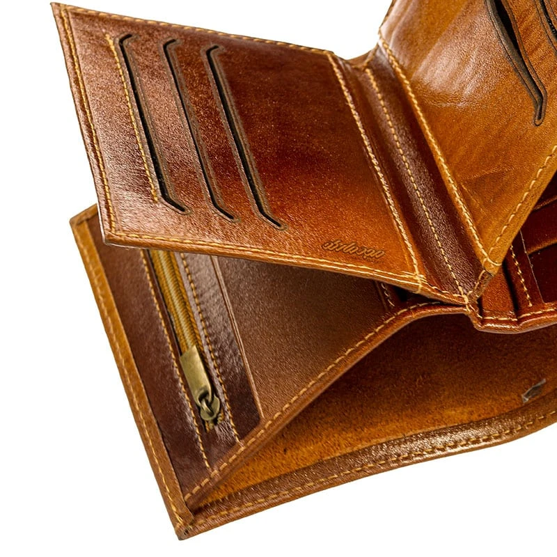 کیف پول کوتاه چرم قهوه ای دیاکو (1)