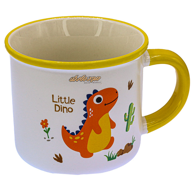 ماگ فانتزی سفید طرح دایناسور نارنجی