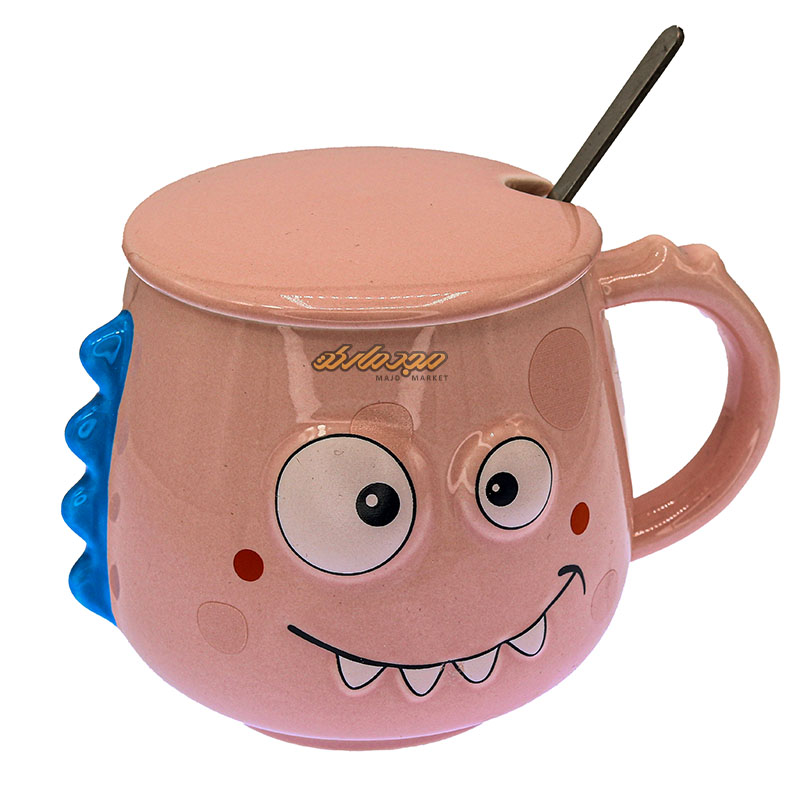 ماگ فانتزی صورتی طرح دایناسور برجسته