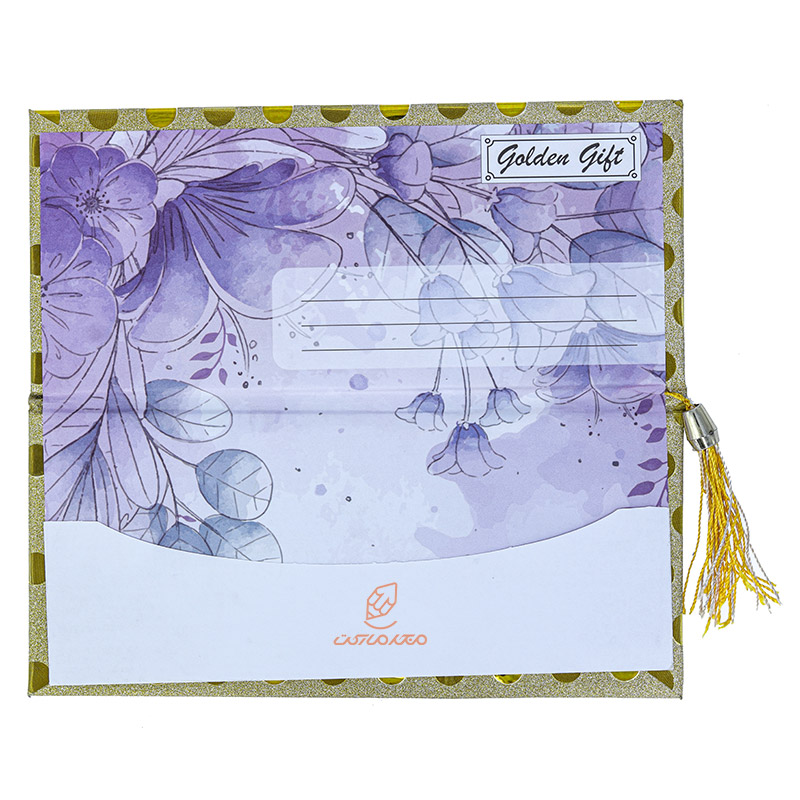 پاکت پول اکلیلی منگوله دار طرح خالدار طلایی (1)