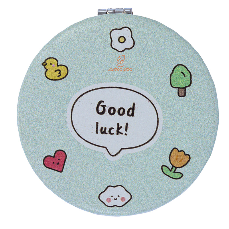 آینه گرد جیبی (آرایشی) فانتزی سبز 025