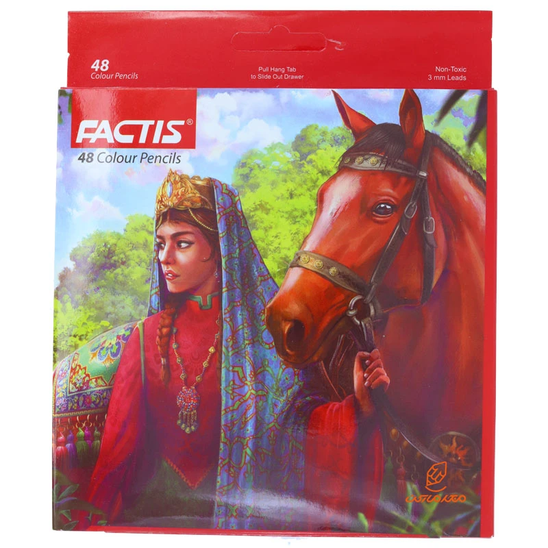 مداد رنگی 48 رنگ جعبه مقوایی طرح دختر و اسب فکتیس FACTIS (2)