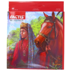 مداد رنگی 48 رنگ جعبه مقوایی طرح دختر و اسب فکتیس FACTIS