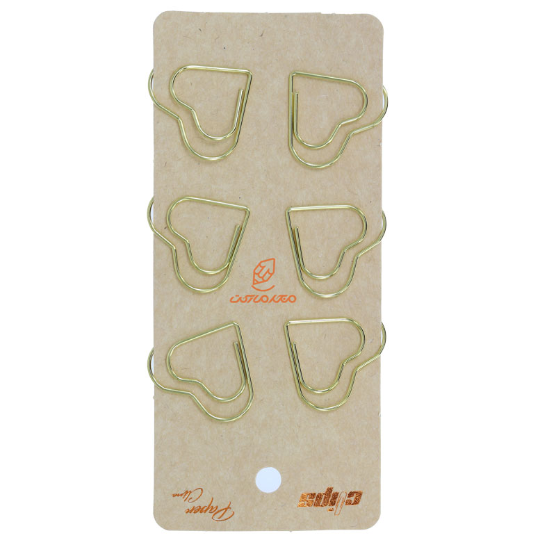 کلیپس فلزی طرح قلب طلایی بسته 6 عددی