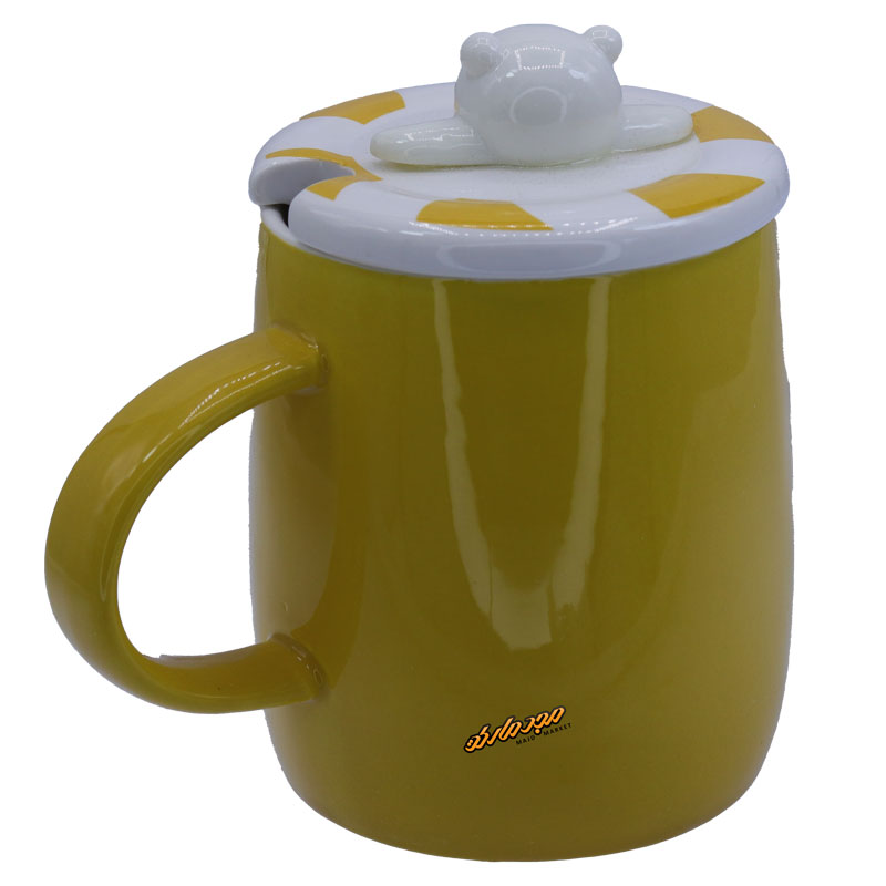 ماگ فانتزی زرد طرح خرس در برجسته (3)