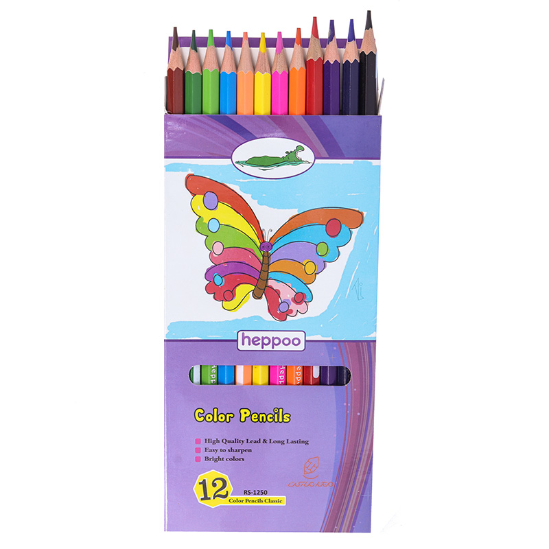 مداد رنگی 12 رنگ جعبه مقوایی طرح پروانه هپو HEPPOO (2)