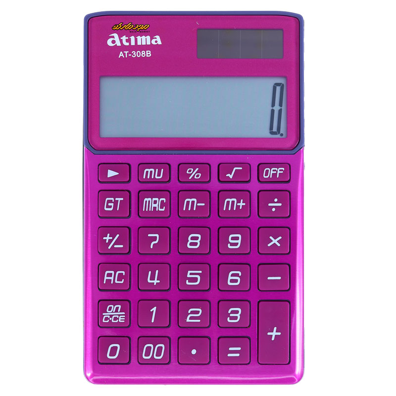 ماشین حساب جیبی سرخابی 12 رقمی مدل AT-308B آتیما ATIMA