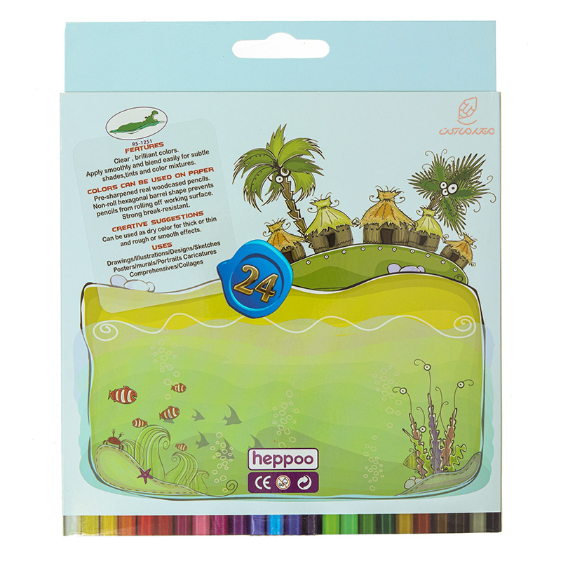 مداد رنگی 24 رنگ جعبه مقوایی طرح زندگی هپو HEPPOO (2)