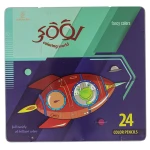 مداد رنگی 24 رنگ جعبه فلزی تخت طرح سفینه لوکی LOOKY (2)