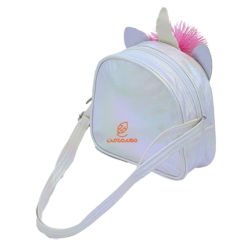 کیف فانتزی طرح یونی کورن شفاف کرم (3)