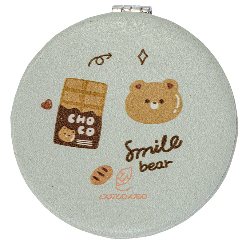 آینه گرد جیبی (آرایشی) فانتزی آبی طرح برجسته خرس 205 (2)