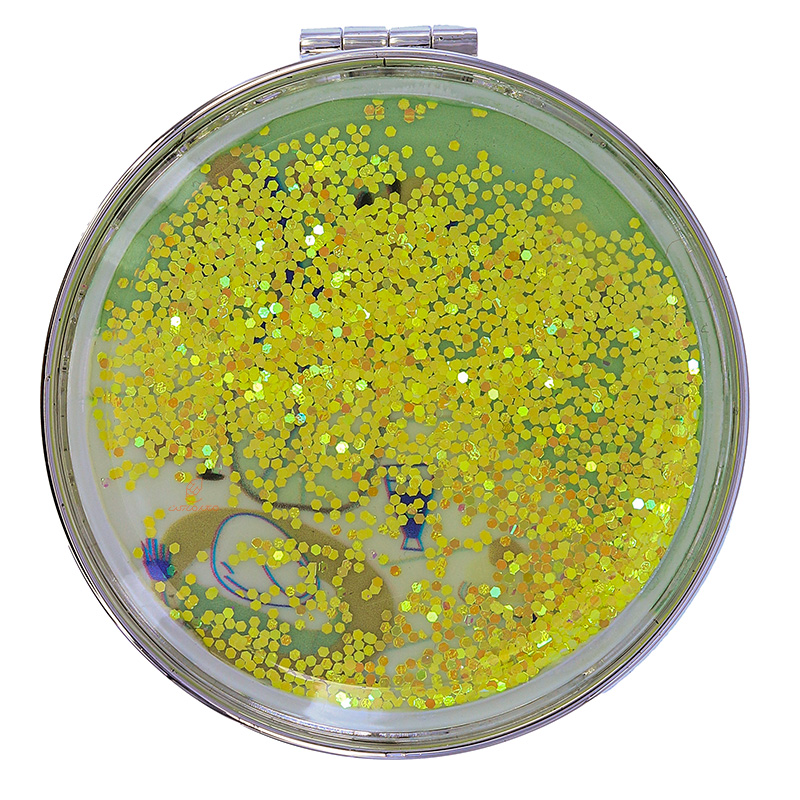 آینه گرد جیبی (آرایشی) فانتزی آکواریومی طرح گلدان (2)