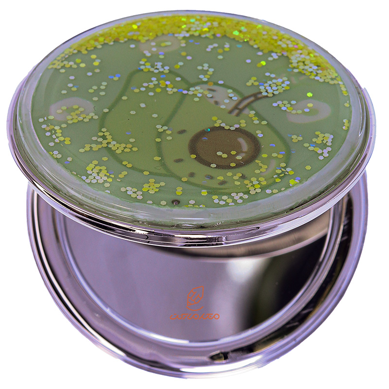 آینه گرد جیبی (آرایشی) فانتزی آکواریومی طرح آووکادو (3)