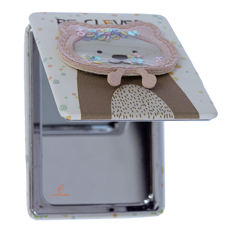 آینه مستطیلی جیبی (آرایشی) فانتزی طرح برجسته خرس قهوه ای 085 (4)