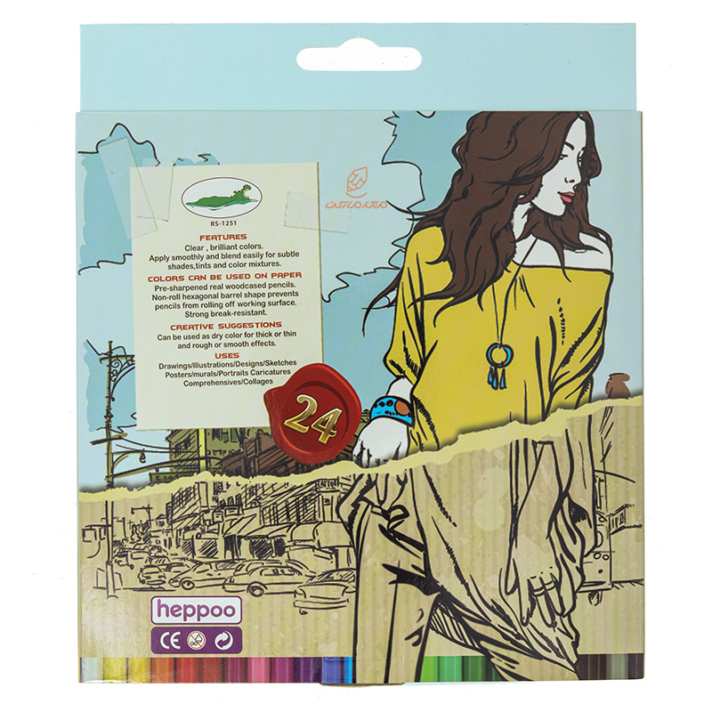 مداد رنگی 24 رنگ جعبه مقوایی طرح ایفل هپو HEPPOO (2)