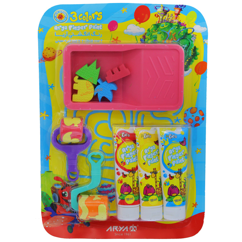 رنگ انگشتی 3 رنگ تیوپی با ابزار صورتی آریا 7020 (1)