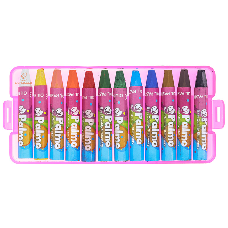 پاستل 12 رنگ جعبه طلقی قرمز پالمو PALMO (4)