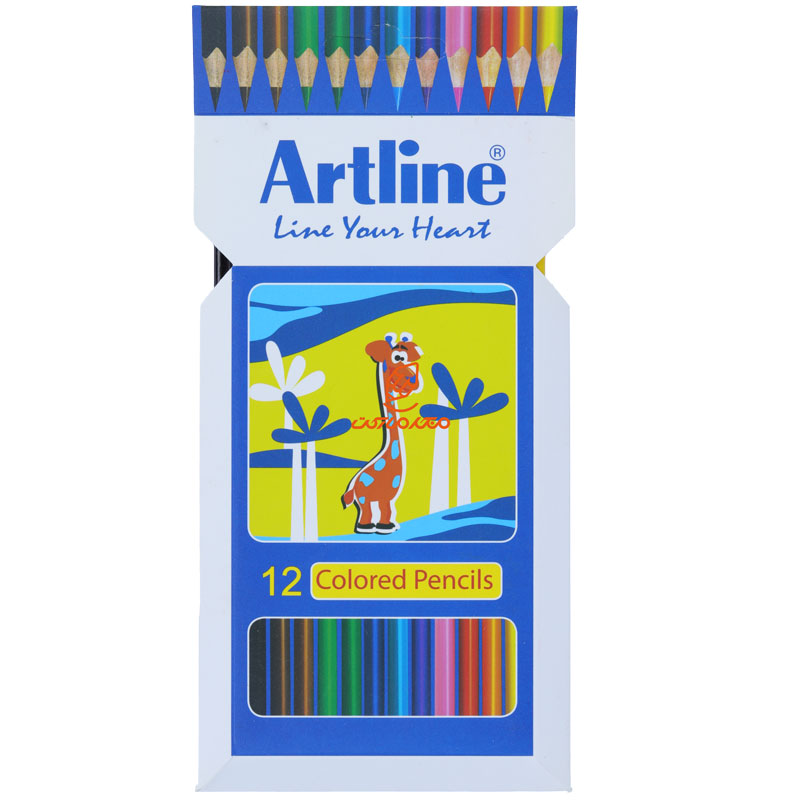 مداد رنگی 12 رنگ جعبه مقوایی طرح زرافه آرت لاین ARTLINE