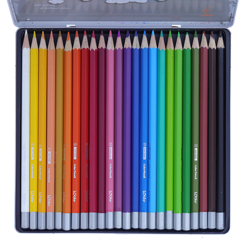 مداد رنگی 24 رنگ جعبه فلزی تخت لوکی LOOKY (2)