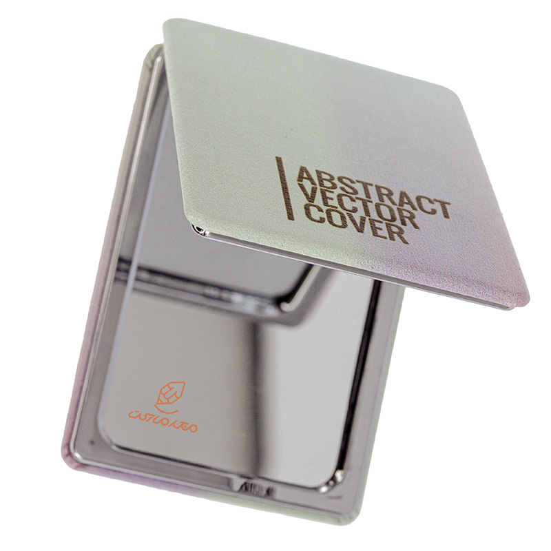 آینه مستطیلی جیبی (آرایشی) فانتزی پارچه ای طرح انگلیسی قهوه ای 405 (2)