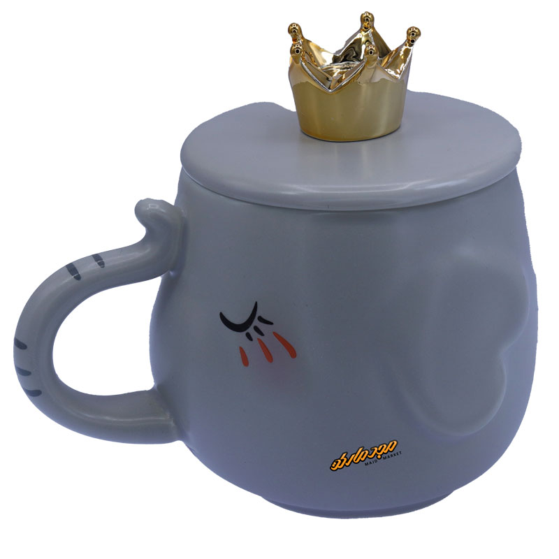 ماگ فانتزی طوسی طرح برجسته فیل تاج دار (2)