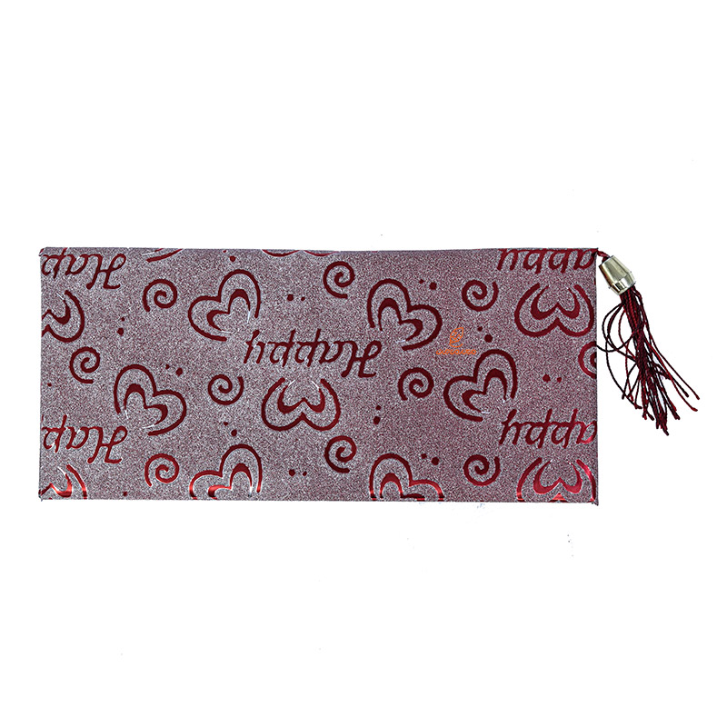 پاکت پول اکلیلی منگوله دار طرح قلب قرمز