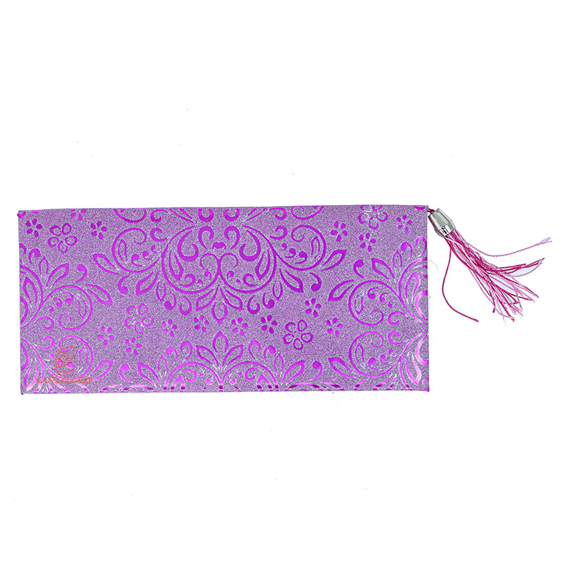 پاکت پول اکلیلی منگوله دار طرح گل بنفش