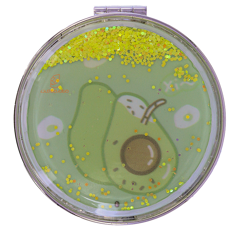 آینه گرد جیبی (آرایشی) فانتزی آکواریومی طرح آووکادو