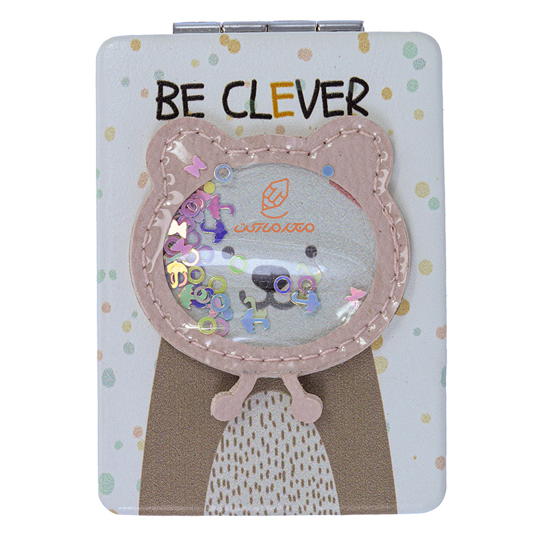 آینه مستطیلی جیبی (آرایشی) فانتزی طرح برجسته خرس قهوه ای 085