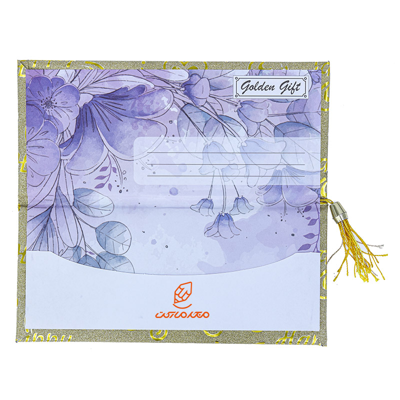 پاکت پول اکلیلی منگوله دار طرح قلب طلایی (1)