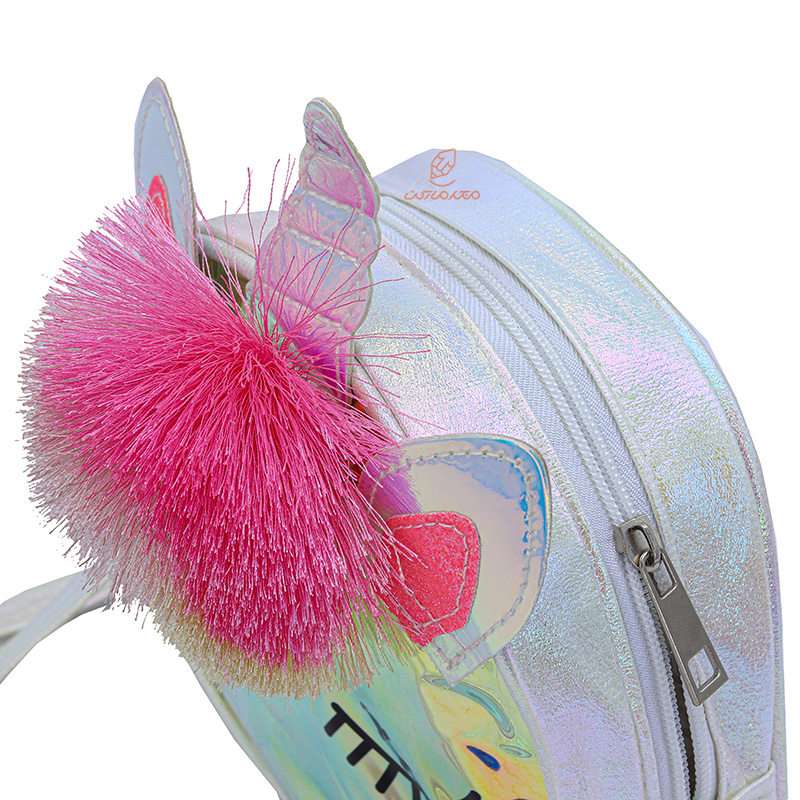 کیف فانتزی طرح یونی کورن شفاف کرم (1)