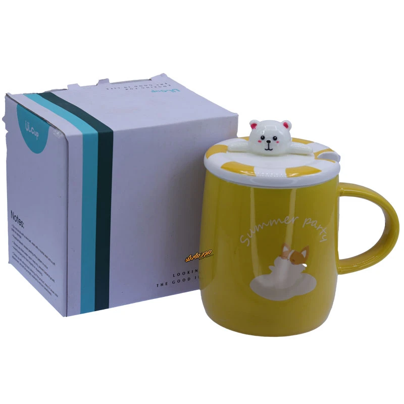 ماگ فانتزی زرد طرح خرس در برجسته (2)