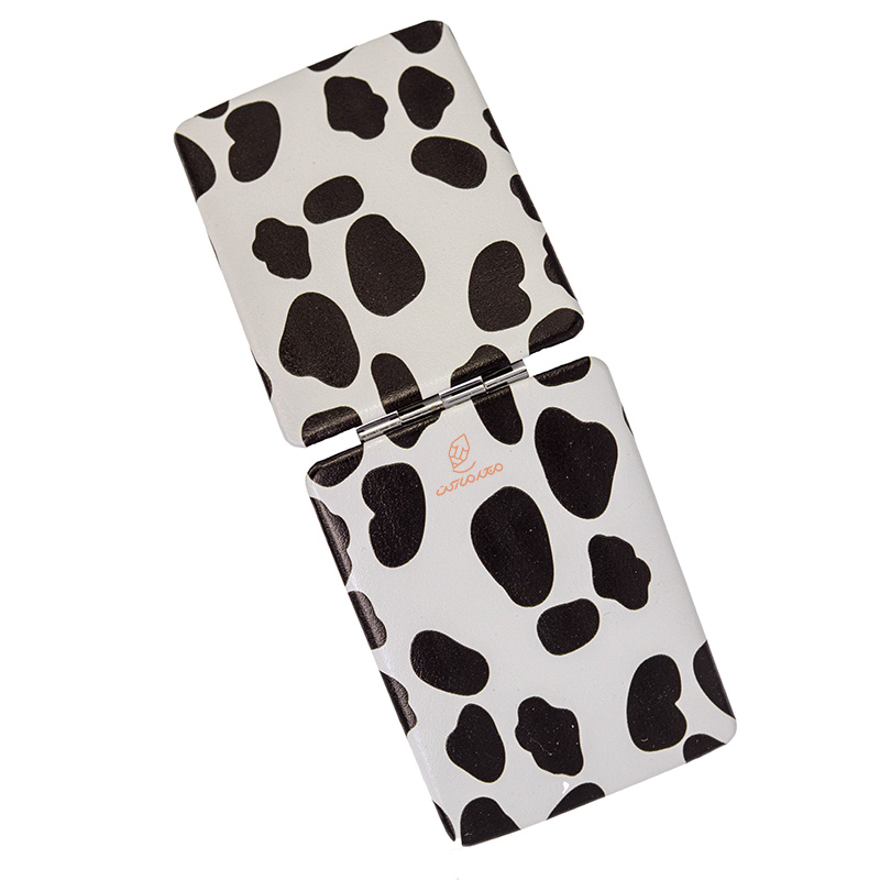 آینه مستطیلی جیبی (آرایشی) فانتزی سفید طرح پلنگی 305 (3)