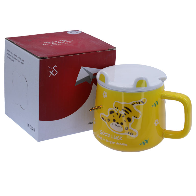 ماگ فانتزی زرد طرح ببر (5)