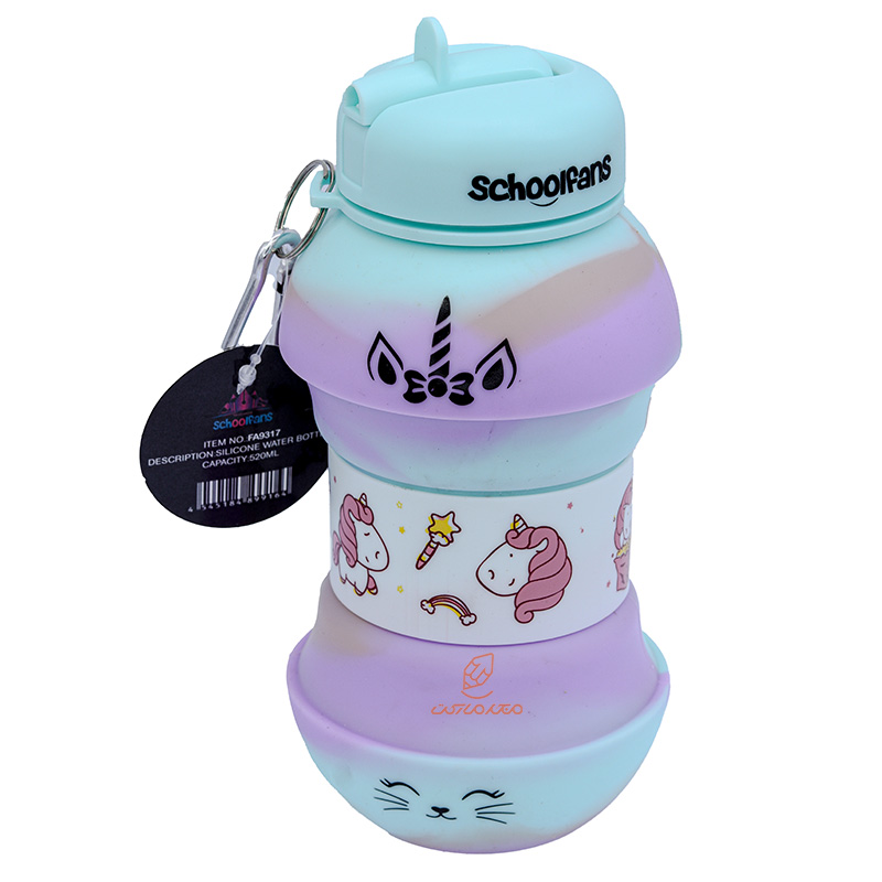 قمقمه تاشو سیلیکونی طرح یونی کورن کد 9317 SCHOOLFANS (1)