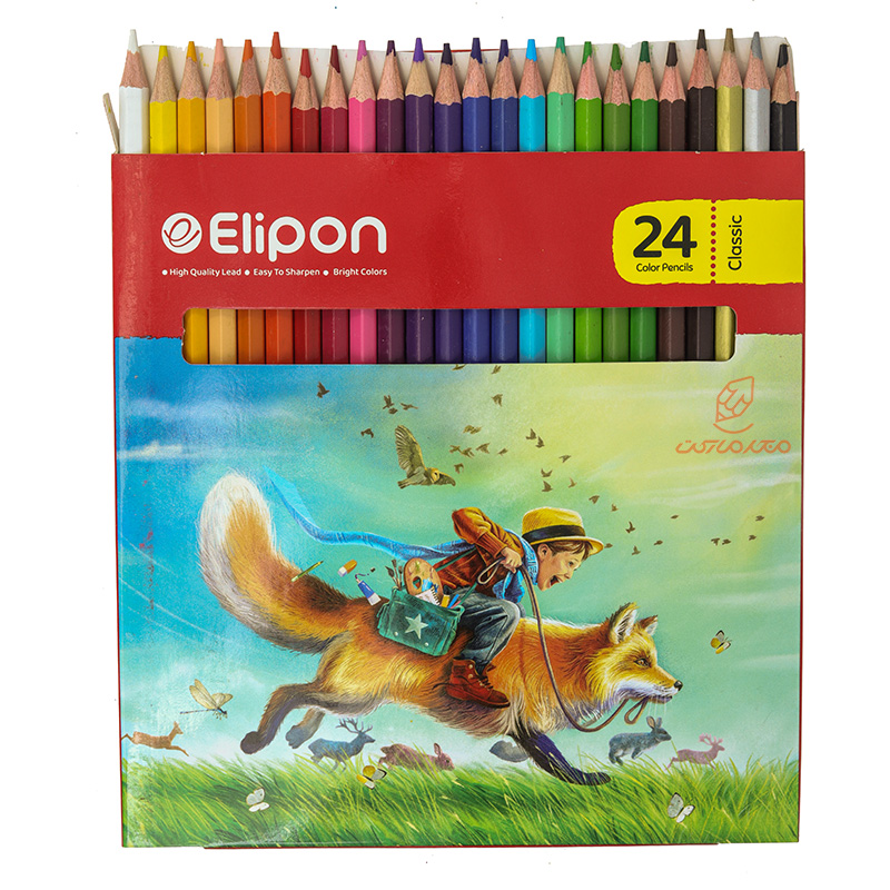 مداد رنگی 24 رنگ جعبه مقوایی طرح روباه الیپون ELIPON (3)