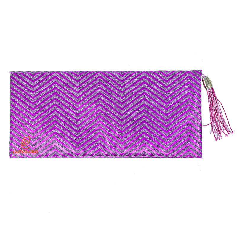 پاکت پول اکلیلی منگوله دار طرح زیگزاگ بنفش