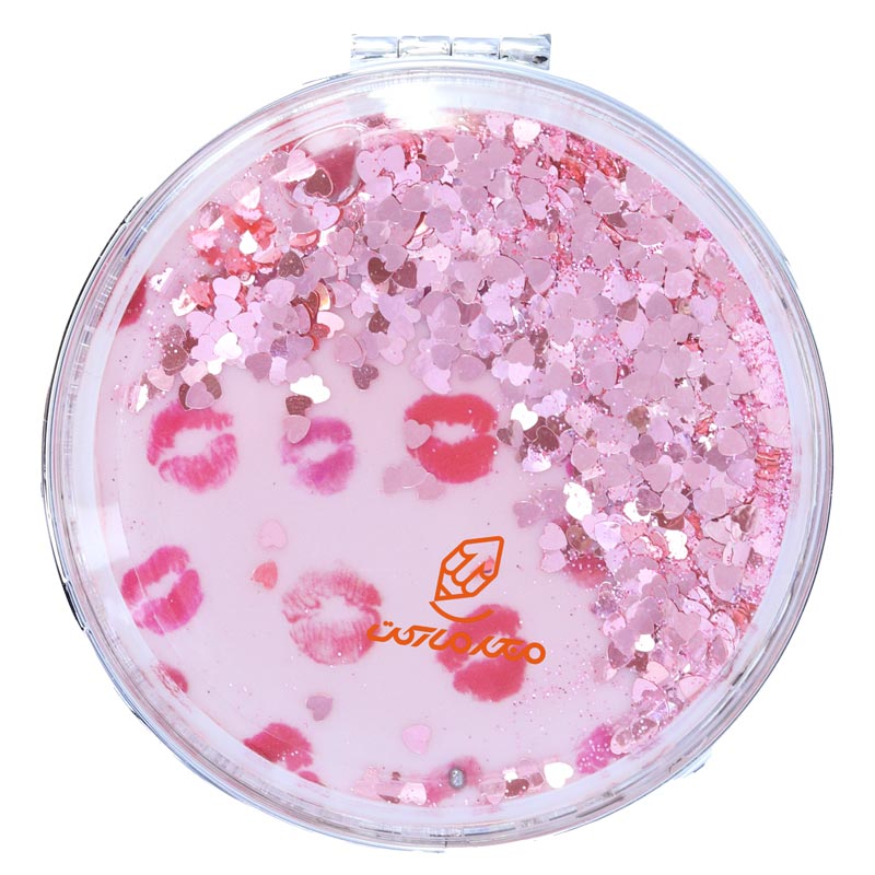 آینه گرد جیبی (آرایشی) فانتزی آکواریومی طرح لب