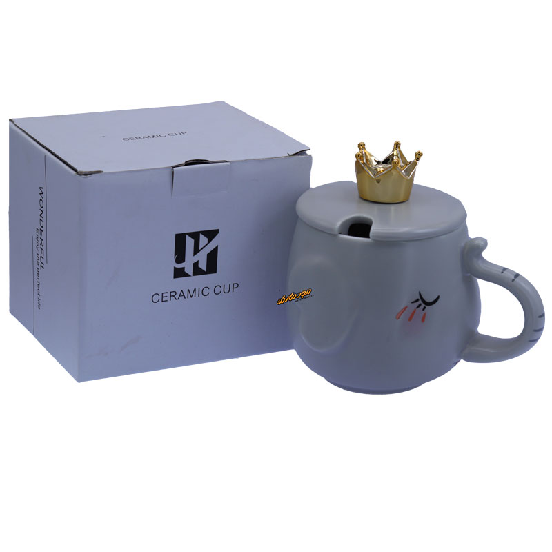 ماگ فانتزی طوسی طرح برجسته فیل تاج دار (4)