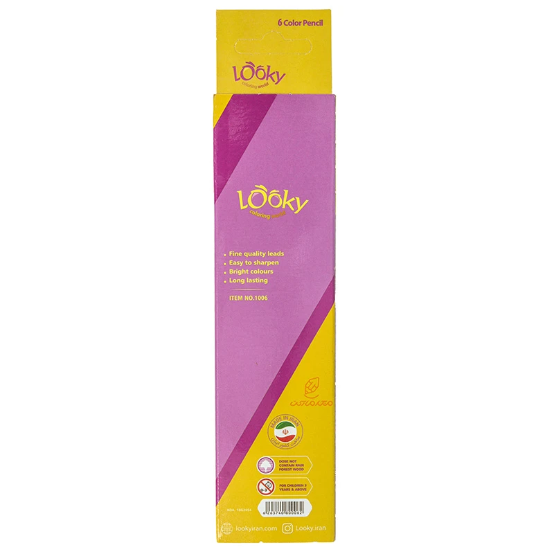 مداد رنگی 6 رنگ جعبه مقوایی طرح فلامینگو لوکی LOOKY (2)