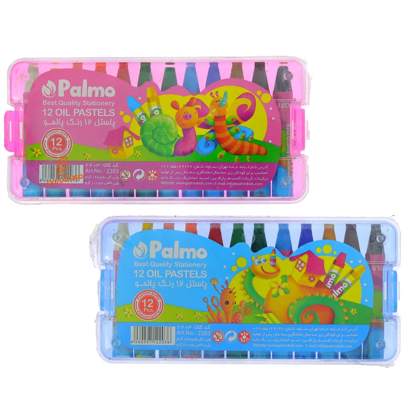 پاستل 12 رنگ جعبه طلقی پالمو PALMO